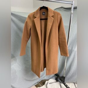 Zara tan polyester coat size small